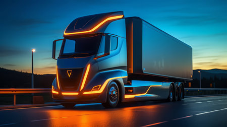 Truck of a beautiful Transportation with futuristic design. AI Generated.の素材