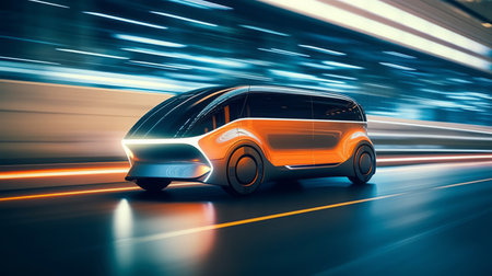 Van of a beautiful Transportation with futuristic design. AI Generated.の素材