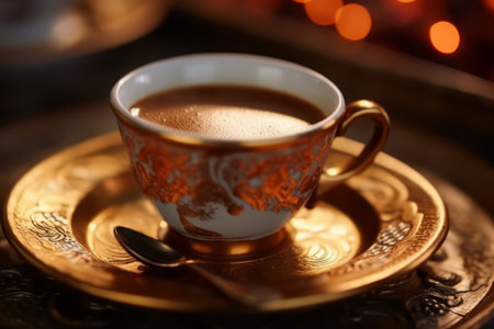 Close-up Turkish coffee, Coffee. AI Generated.の素材