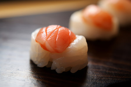 Close-up top view of ingredients Scallop, Japanese food. AI Generated.の素材
