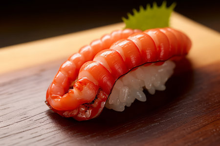 Sushi with squid, Japanese food. AI Generated.の素材