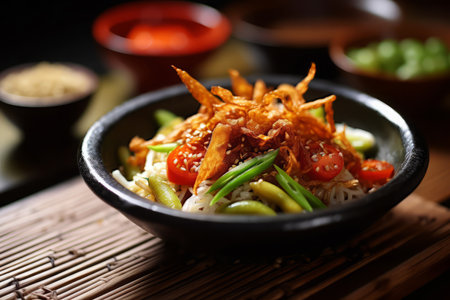 Chicken and rice, Japanese food. AI Generated.の素材