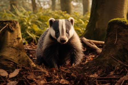 Badgers in nature, national geography, Wide life animals. AI Generated.の素材