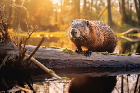 Beaver in nature, national geography, Wide life animals. AI Generated.の素材