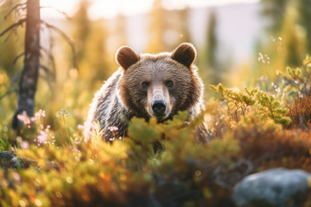 Bear in nature, national geography, Wide life animals. AI Generated.の素材
