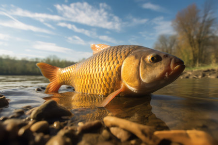 Carp in nature, national geography, Wide life animals. AI Generated.の素材