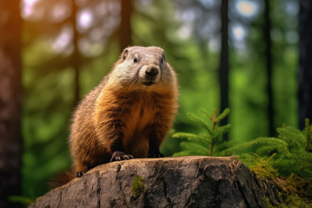 Marmot in nature, national geography, Wide life animals. AI Generated.の素材