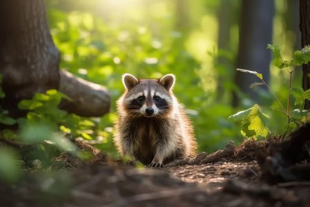 Raccoon in nature, national geography, Wide life animals. AI Generated.の素材
