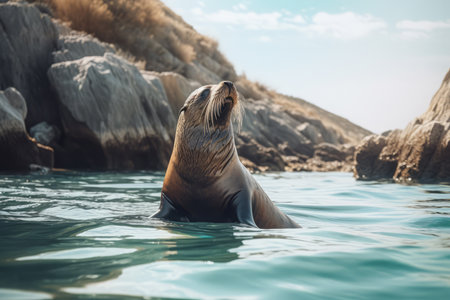 Seal in nature, national geography, Wide life animals. AI Generated.の素材
