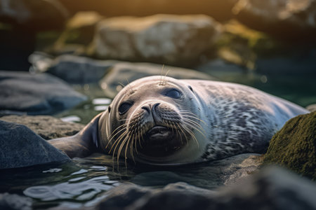 Seal in nature, national geography, Wide life animals. AI Generated.の素材