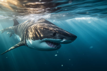 Shark in nature, national geography, Wide life animals. AI Generated.の素材