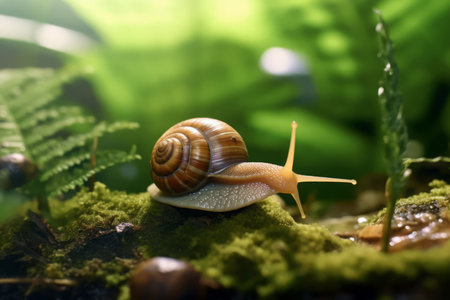 Snail in nature, national geography, Wide life animals. AI Generated.の素材