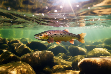 Trout in nature, national geography, Wide life animals. AI Generated.の素材