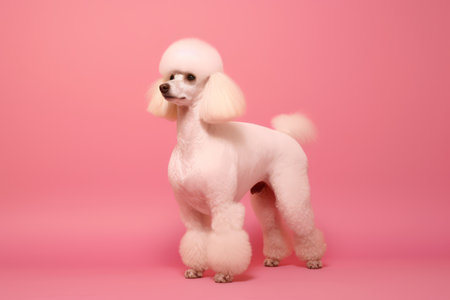 Cute Poodle in nature, national geography, Wide life animals. AI Generated.の素材