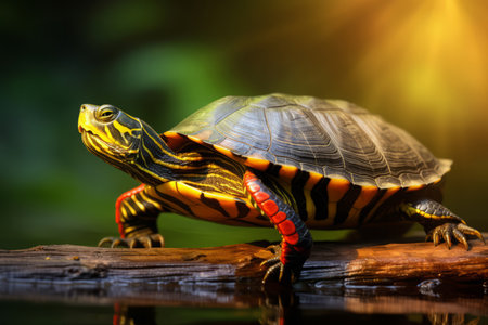 Cute Red-eared Slider in nature, national geography, Wide life animals. AI Generated.の素材