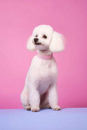 Very cute Poodle in nature, national geography, Wide life animals. AI Generated.の素材