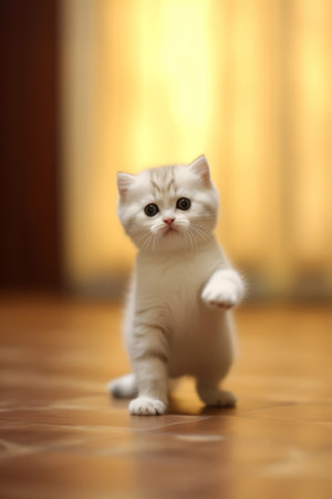 Very cute White Scottish fold in nature, national geography, Wide life animals. AI Generated.の素材