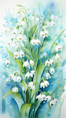 Flowers watercolor. Colorful floral backgroundの素材