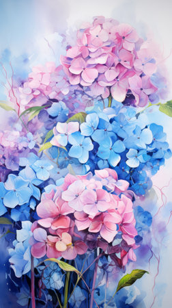 Flowers watercolor. Colorful floral backgroundの素材