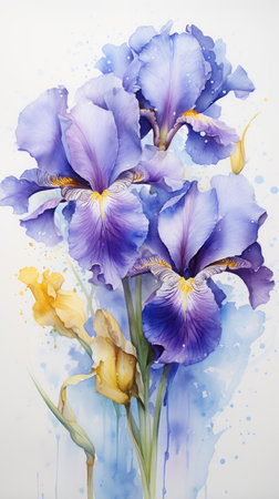 Flowers watercolor. Colorful floral backgroundの素材