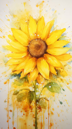 Flowers watercolor. Colorful floral backgroundの素材