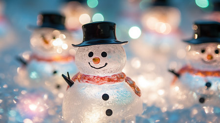 Snowman on the snow in the winter of Christmas day or New year.の素材