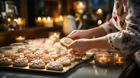 Baking and decorating cookies on special days.の素材