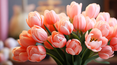 Flowers colorful color tulips are classic symbol of love.の素材