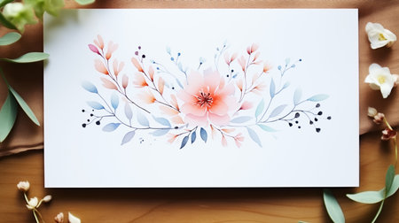 Flower Floral Decoration Greeting Card Copy Space Concept.の素材