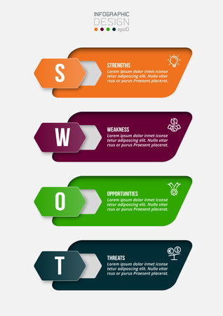 Business concept infographic template with swot analysis.のイラスト素材