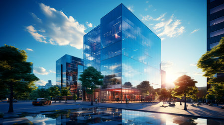 Modern office buildings in the future city.の素材