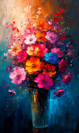 Bouquet of colorful chrysanthemums in vase.の素材