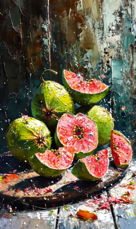 Fresh figs with water splashes on old wooden table, still life.の素材