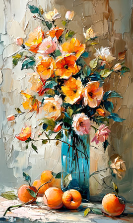 Still life with flowers in a vase on a white background.の素材