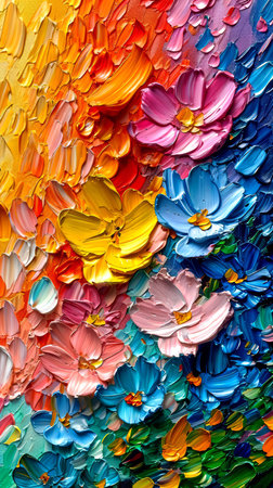 Oil painting on canvas. Fragment of artwork. Colorful background.の素材