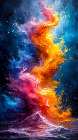 Colorful abstract background, computer collage. blue, pink, and orange smoke.の素材