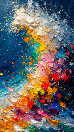 abstract background of acrylic paint splashes in different colors and saturation studioの素材