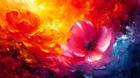 Abstract background with flowers. Oil painting on canvas.の素材