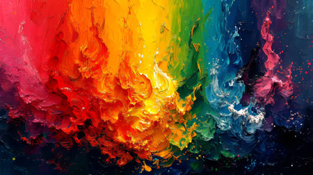 Colorful oil paint on canvas. Abstract background. Close-up.の素材