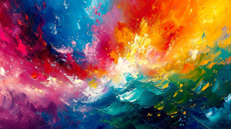 Abstract background with colorful paint splashes. Computer generated.の素材