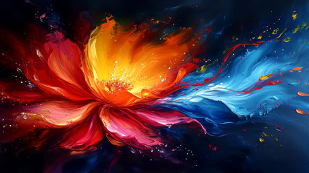 Abstract colorful background with a flower in the center of the imageの素材