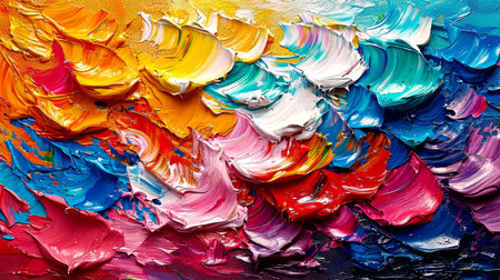 Abstract oil paint background. Colorful brushstrokes of paint.の素材