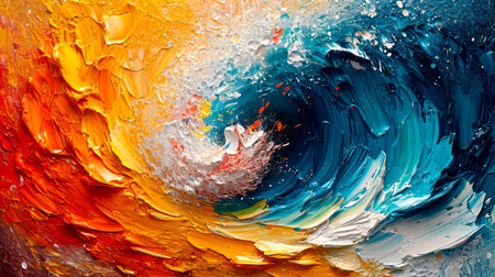 Colorful abstract acrylic paint background. Acrylic colors mixing in water.の素材