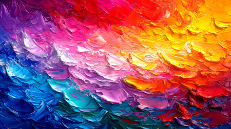 Abstract background of colorful oil paint on canvas close.の素材