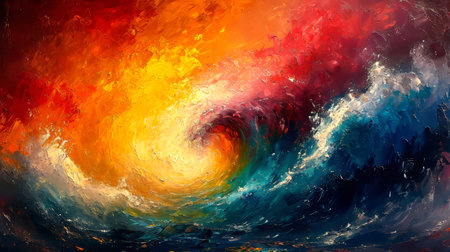 Abstract background of oil paint in blue, red, yellow and green colorsの素材