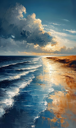 Beautiful seascape. Dramatic sky.の素材