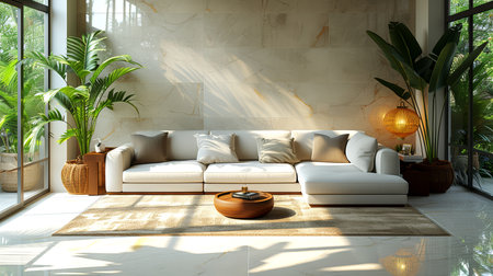 Modern bright interiors living room.の素材