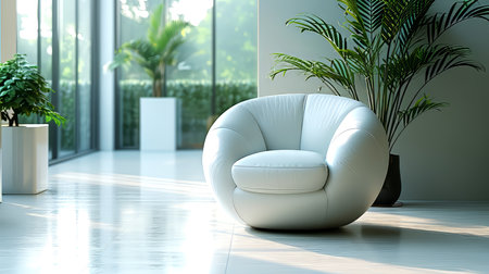 Modern white armchair in the room.の素材
