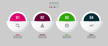 Modern 4 steps infographics banner templateのイラスト素材