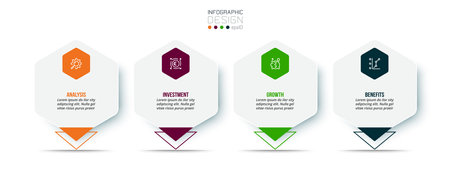 Business concept infographic template with yearly option.のイラスト素材